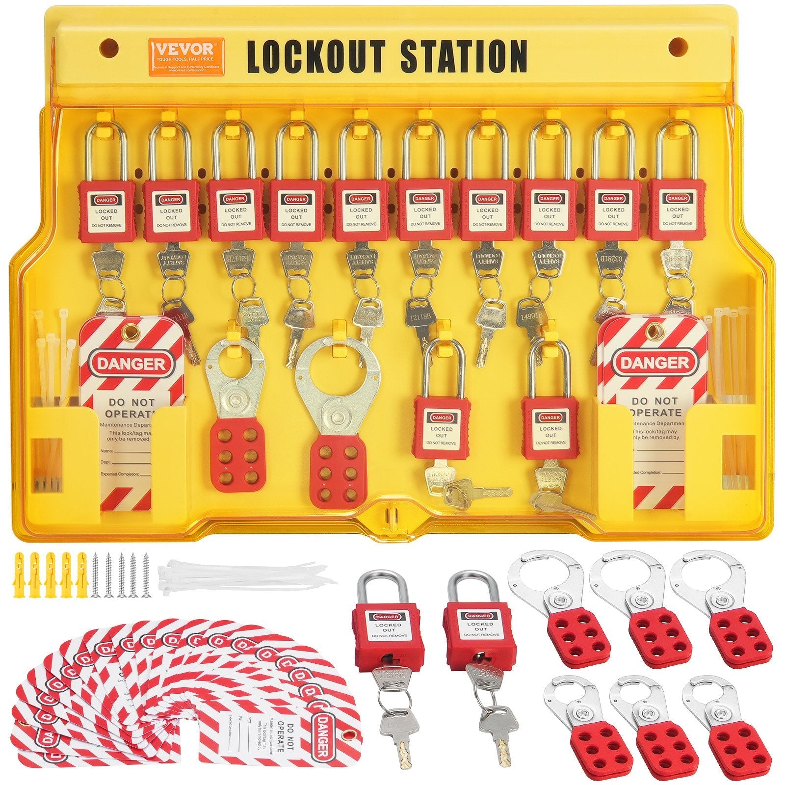 Electrical Lockout Tagout Kit, 60 PCS Safety Lockout Tagout Station